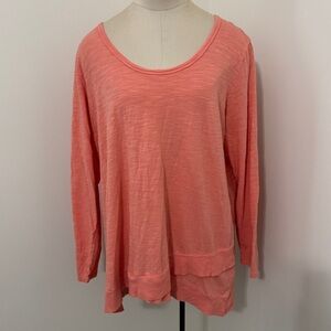 Soft Surroundings 1X Coral Long Sleeve Tunic Top ~ Coastal Casual Lightweight